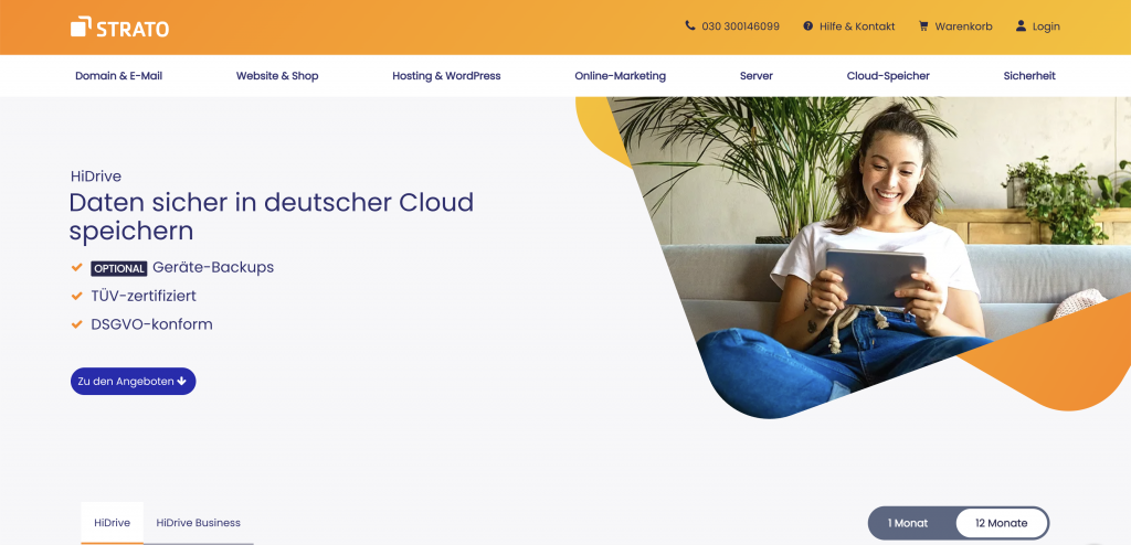 Strato HiDrive Cloud-Speicher Benutzeroberfläche 